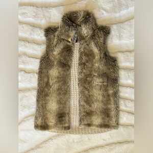 Kardashian Kollection | Tan and Brown Fur Knitted Vest